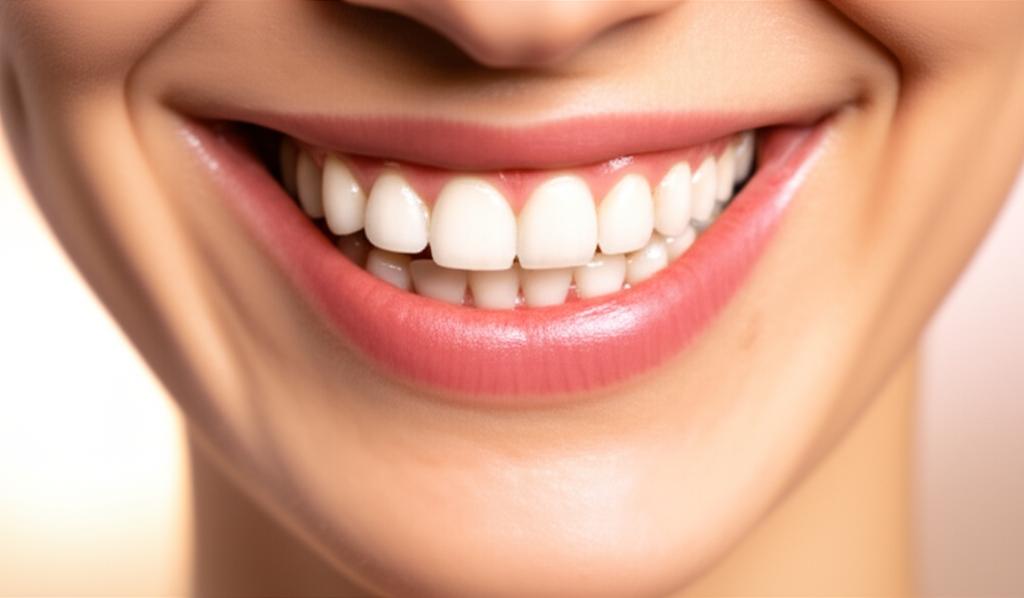 Smiling adult with natural cosmetic dental implants, showcasing a confident, beautiful smile.