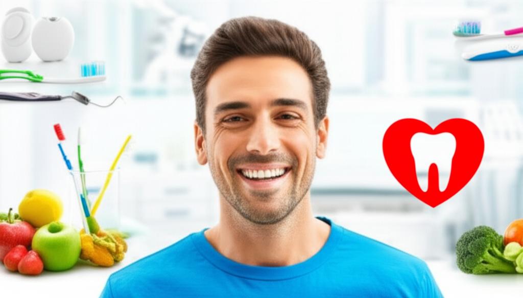 A vibrant cover image showing the link between oral health and heart disease, featuring wellness elements.