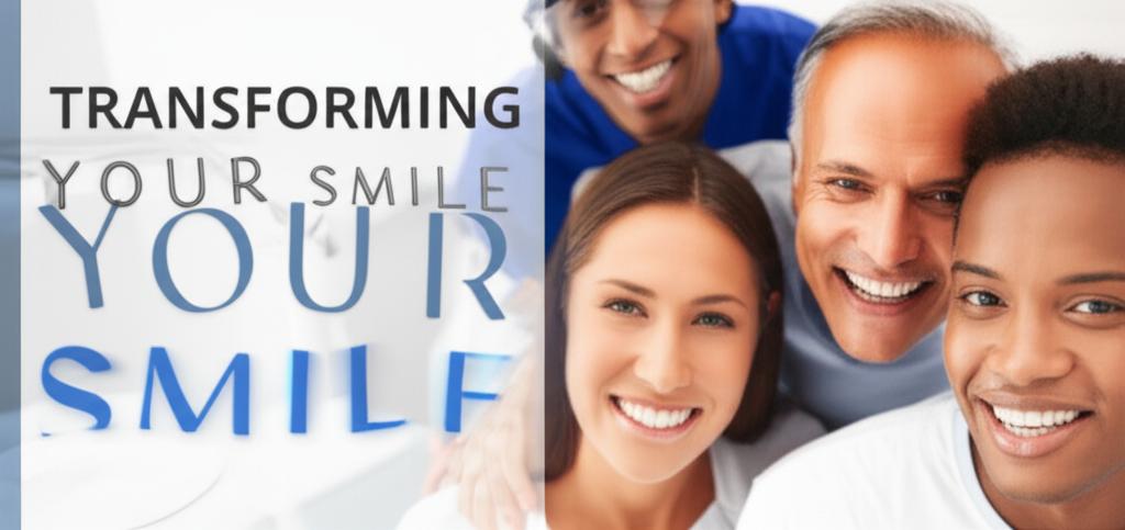 Diverse adults confidently smile, showcasing dental beauty; a guide to transforming your smile.